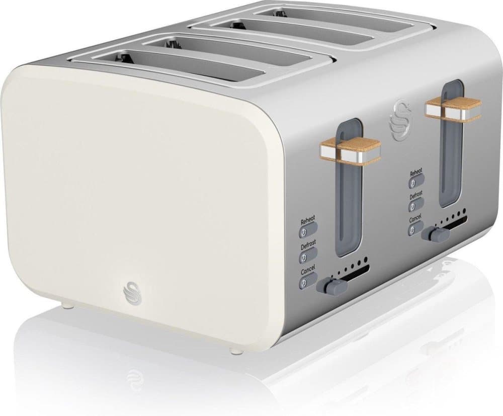 Swan Nordic Retro Brödrost - 4 platser - Vit