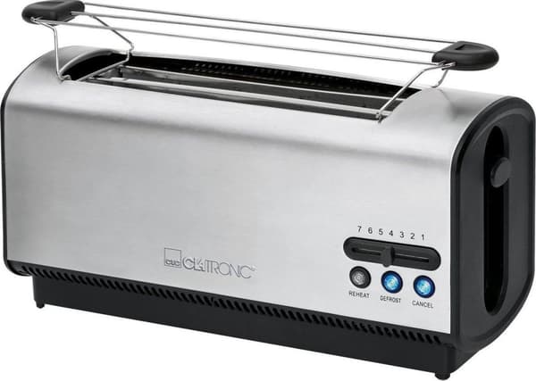 Clatronic TA 3687 - Leivänpaahdin - kaksinkertainen pitkä rako - 4 leipää - ruostumaton teräs
