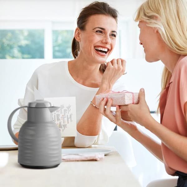 Emsa N40107 Samba Wave vakuumkande | 1,0 liter | Quick Press Plast | Isoleringskolbe af glas | Kaffekande: 12 timer varm/24 timer kold | 100% lækagesi