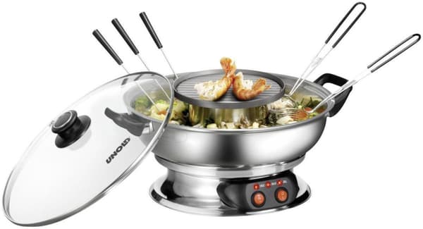 Unold 48746 Asia Fondue - Electric Fondue Pan - 6 Fondue Forks