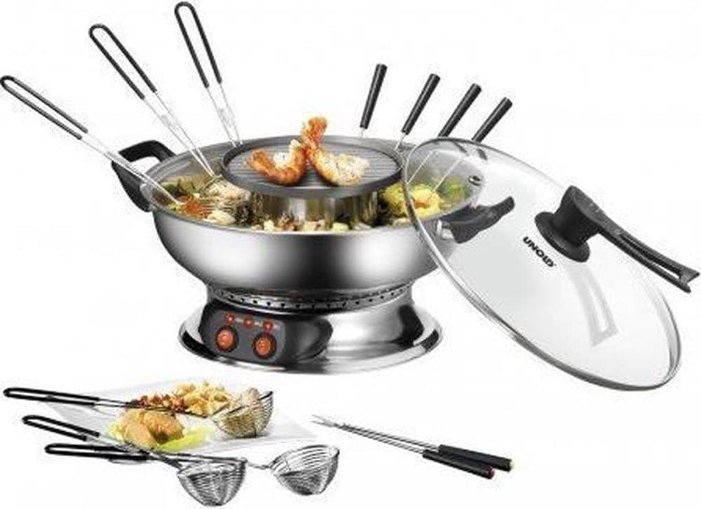 Unold 48746 Asia Fondue - Elektrisk Fondue Pan - 6 Fondue gafflar