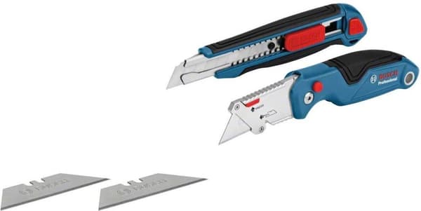 Bosch Professional 2-delt knivsæt (med universal foldekniv og professionel skærekniv, inklusive reserveblade, i blisterpakning)
