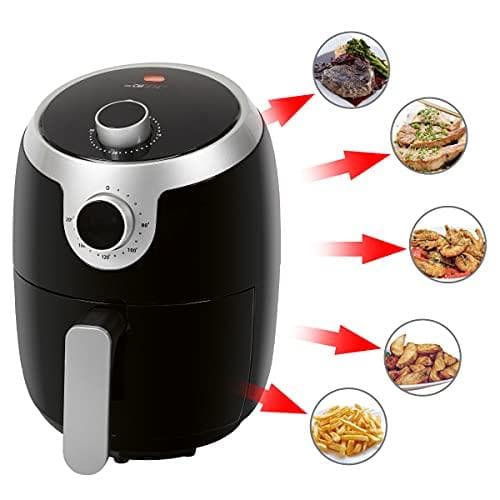 Clatronic FR 3769 H varmluftsfritös, olje- och fettfri fritös tack vare varmluft, 1,8 liters kapacitet, för pommes frites, kycklingvingar och mycket m
