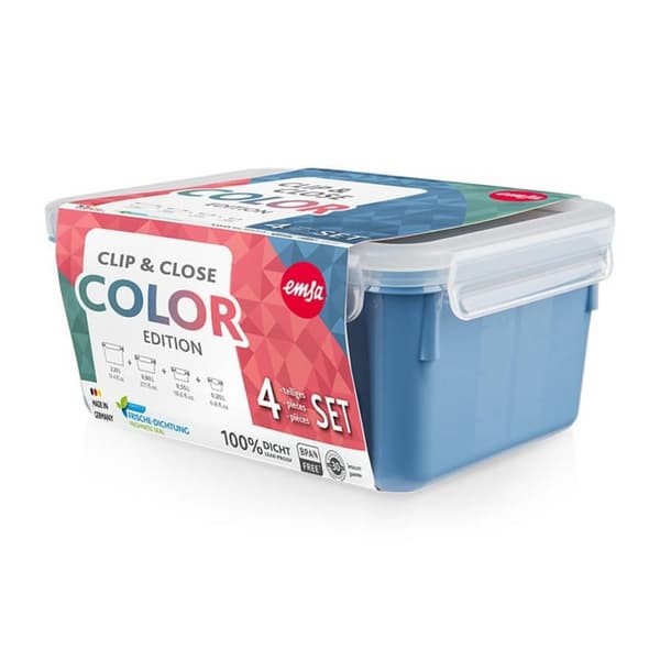 EMSA Clip & Close - Set - Rektangulär - Blå - Polypropen (PP) - Termoplastisk elastomer (TPE) - Tyskland - 200 ml (N1030800)