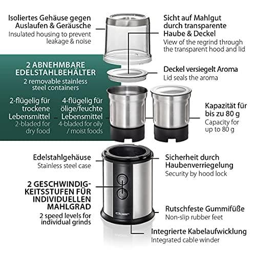 Cloer kaffe/krydderi kværn 2 knive 7419 eds (7419)