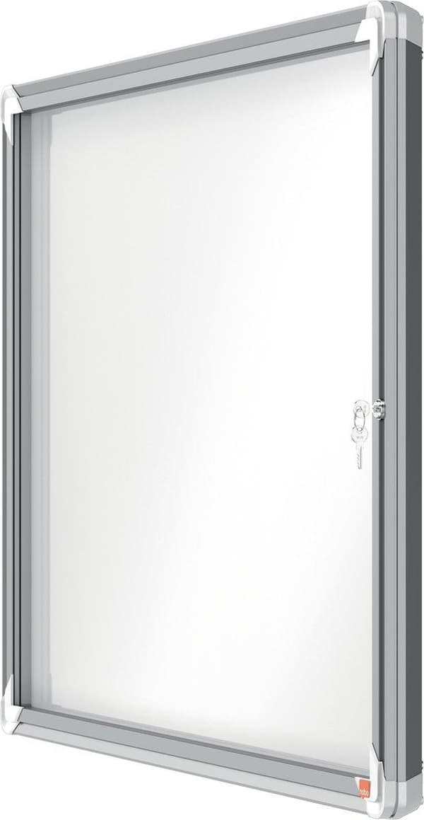 Nobo Premium Plus Låsbar inre vitrin i glas Magnetisk med sidolås - 8xA4 Storlek - Silver/Vit