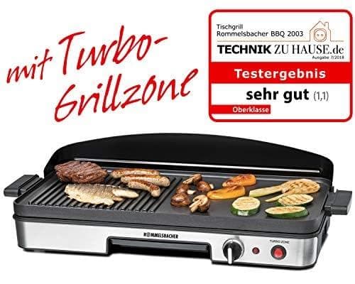 Rommelsbacher BBQ 2003 -pöytägrilli turboalueella, 3-kerroksinen tarttumaton pinnoite, keittopinta 50 x 25 cm, 1900 wattia