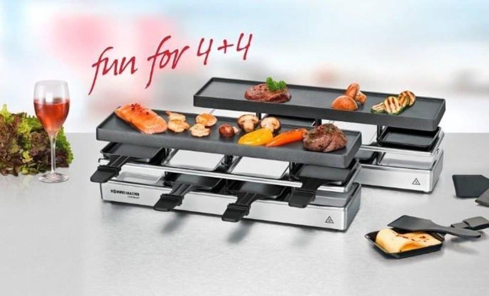 Rommelsbacher RC1600 4+4 Persons Raclette Grill 1950W Silver/Svart