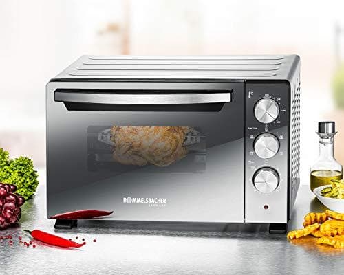 ROMMELSBACHER Back & Grill ovn BGS 1400 - energibesparende & effektiv, 22 liter volumen, non-stick coated bagekammer, 6 varmetyper, rotisseri, 60 min.