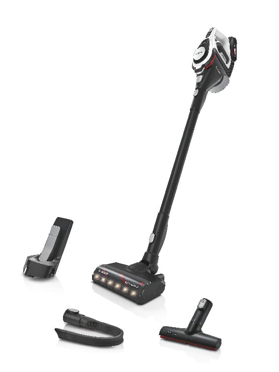 Bosch Unlimited Gen2 Series 8 BKS8214W ledningsfri støvsuger, poseløs, op til 45 min. driftstid, udskifteligt batteri, ladestation, HighPower LED-dyse