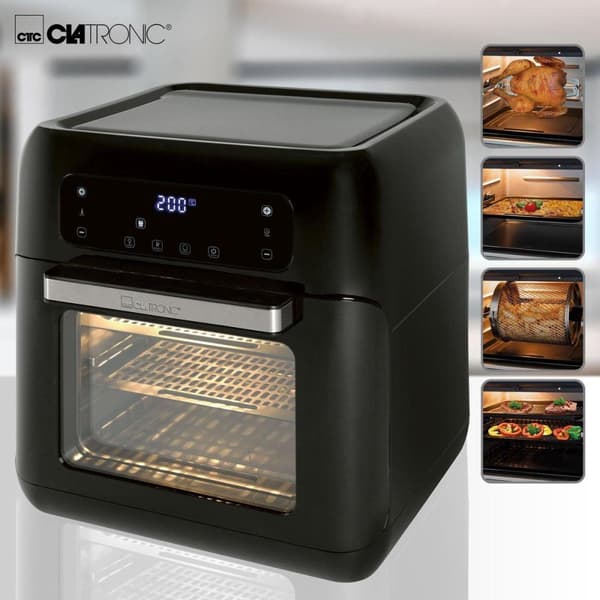 Clatronic FR 3747 H varmluftfrituregryde, olie- og fedtfri, 11 liter, sensor touch kontrol, LED display, sort
