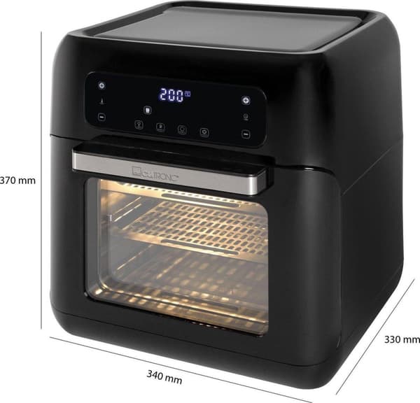 Clatronic FR 3747 H varmluftfrituregryde, olie- og fedtfri, 11 liter, sensor touch kontrol, LED display, sort