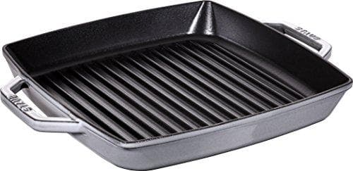 Staub 40511-684-0 Suorakulmainen grillipannu kahdella kahvalla, 28 cm, valurauta, harmaa