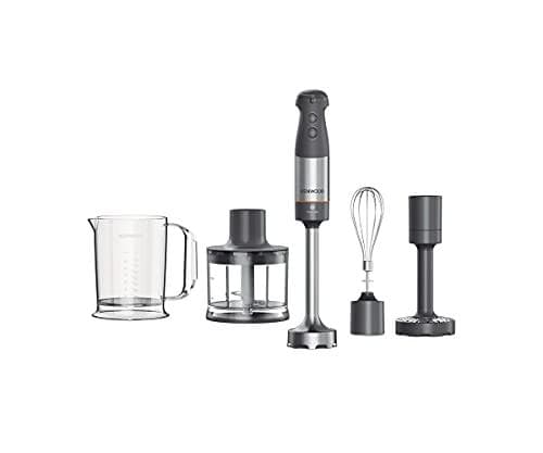 Kenwood Triblade XL stavmixer Stänksäker Hackare 500ml Puré Tillbehör Metall & Plastkopp BPA-fri Diskmaskin Säker HBM60.307GY 1000W Grå