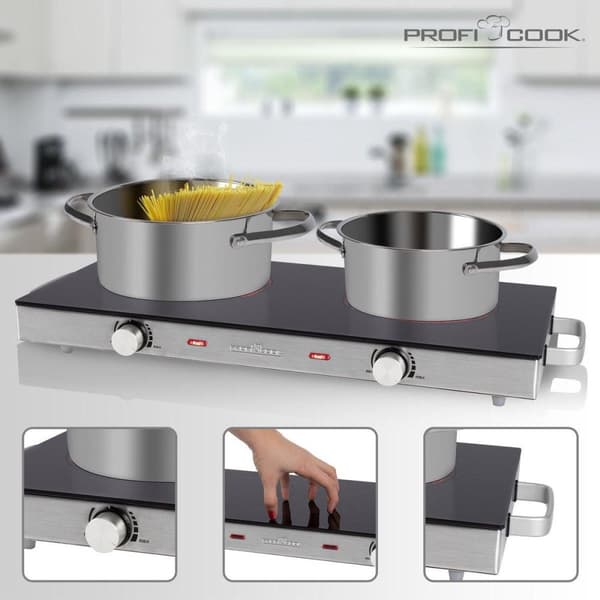 ProfiCook DKP 1211 - kaksinkertainen liesi - infrapuna - ruostumaton teräs