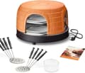 Miniatyrbillede 8 af 11: Emerio PO-116124.1 - Pizzarette - 8 personer - Forbage funktion - Håndlavet terracotta kuppel - 8 isolerede bagespader - Rustfrit stål bageplade - Hol