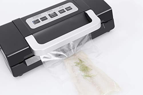 Caso HC170 Vacuum Sealer, sisältää 10 foliopussia, 20 x 30 cm, erittäin leveä hitsattu sauma 2,5 mm ja ammattimainen tyhjiöfoliosarja 1 / foliopussi: