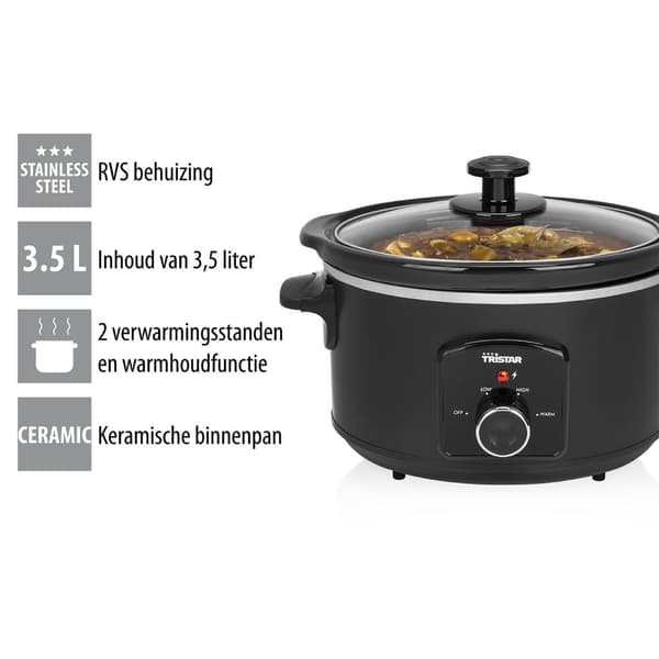 Tristar VS-3915 Slow cooker - Keramisk 3,5 liters pande - Hold varm funktion