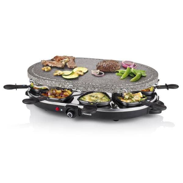 Princess 162720 Gourmet-setti - Oval Stone Grill & Raclette Party - Stone Grill ja Raclette - 8 henkilöä
