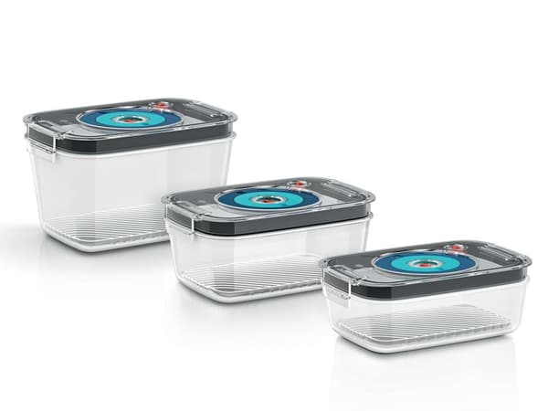 Bosch MSZV0FC3 Matförvaringsbehållare Set Rektangulär 1,7 L Grå - Transparent 3 st (MSZV0FC3)