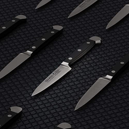 GÜDE Solingen - smedet skærekniv, 10 cm, POM sort, ALPHA, kontorkniv, dobbelt bolster, håndlavet Tyskland