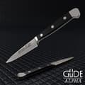 Miniatyrbillede 6 af 6: GÜDE Solingen - smedet skærekniv, 10 cm, POM sort, ALPHA, kontorkniv, dobbelt bolster, håndlavet Tyskland