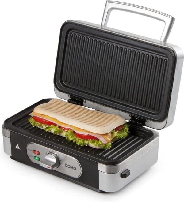 Domo DO9136C - Snackmaskine 3-i-1 - Tosti/Croque - Grill/Panini - Vaffel - Sølv