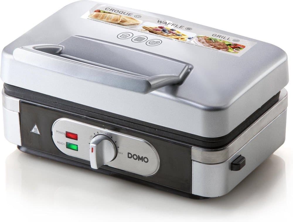 Domo DO9136C - Snackmaskin 3-i-1 - Tosti/Croque - Grill/Panini - Våffel - Silver