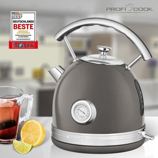 ProfiCook WKS 1192 - vintage retro vattenkokare -Antracit, Silver - 1,7L - 2200 W