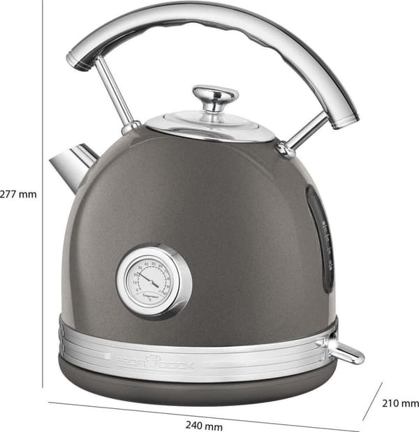 ProfiCook WKS 1192 - vintage retro vattenkokare -Antracit, Silver - 1,7L - 2200 W