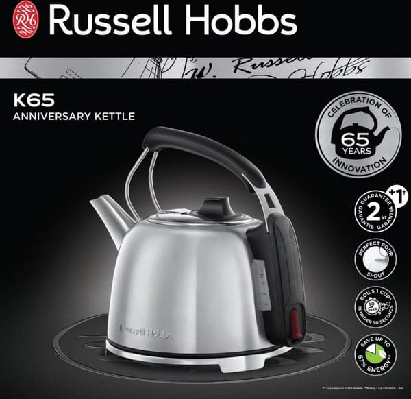 Russell Hobbs K65 Jubilæumskedel 1,2 liter Børstet rustfrit stål 2400 Watt