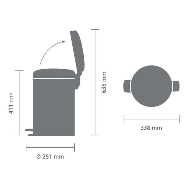 Brabantia NewIcon Skraldespand - 12 l - Mat Sort