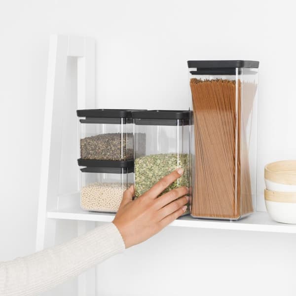 Brabantia Tasty+ säilytystölkkisetti - Pinottava - 2x 0,7 l - 2x 1,6 l - Tummanharmaa