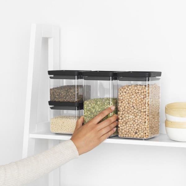 Brabantia Tasty+ säilytystölkkisetti - Pinottava - 2x 0,7 l - 2x 1,6 l - Tummanharmaa