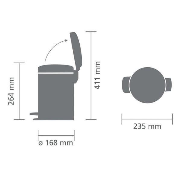 Brabantia newIcon Sense of Luxury papperskorg - 3 l - Mineralbetonggrå