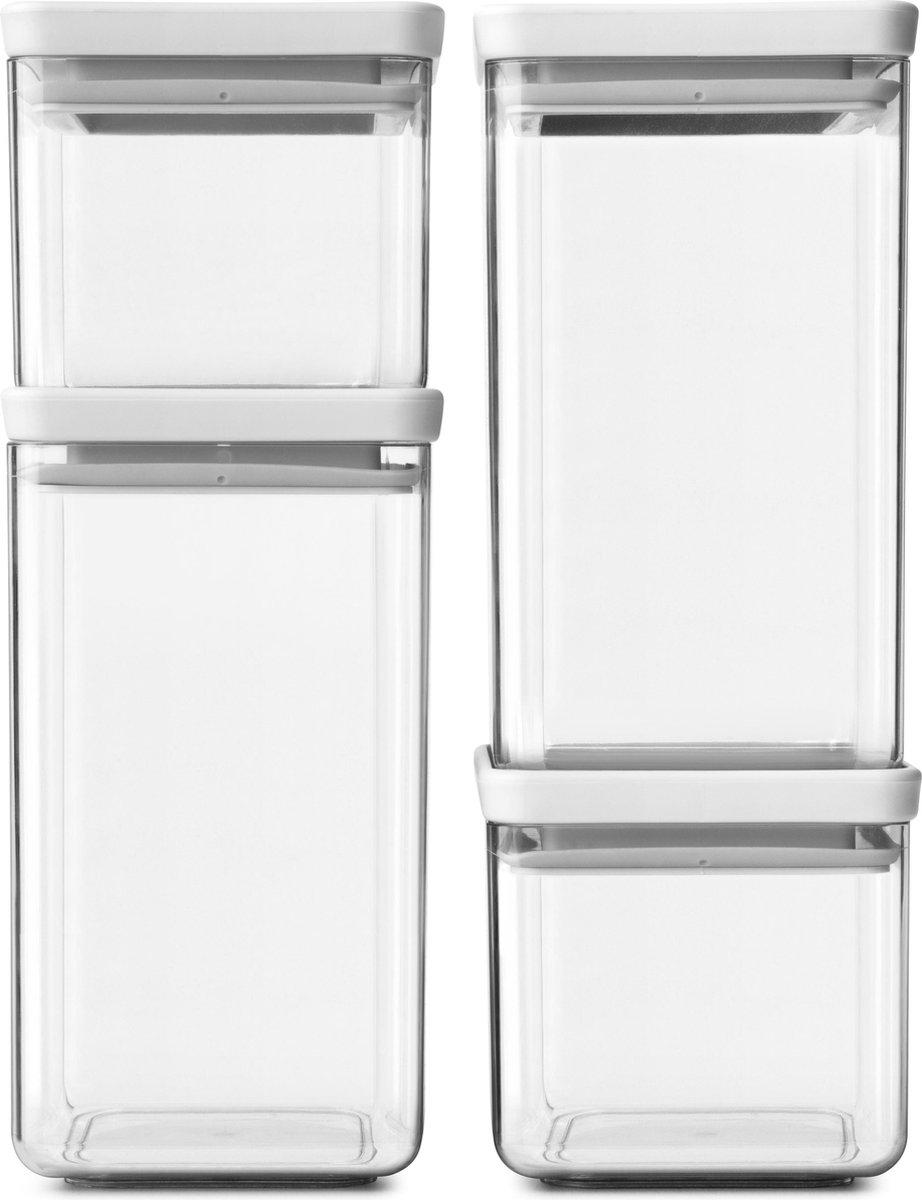 Brabantia Tasty+ Förvaringsburksats - Stapelbar - 2x 0,7 l - 2x 1,6 l - Ljusgrå
