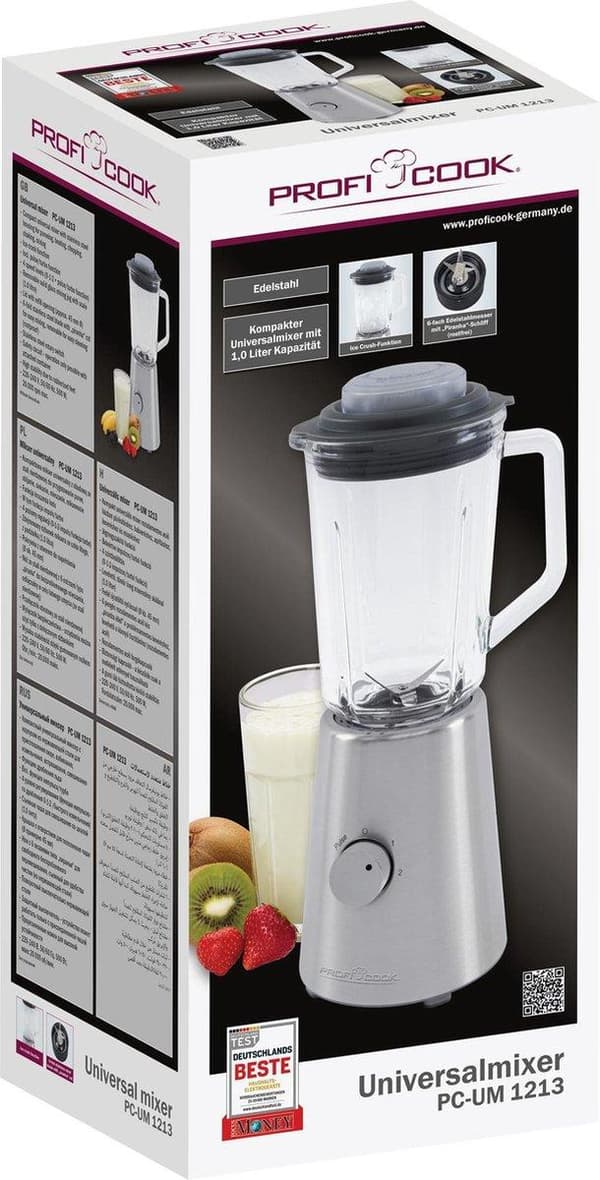 ProfiCook PC-UM 1213 - Tehosekoitin 500 W - Lasinen sekoituskuppi 1,0 litraa