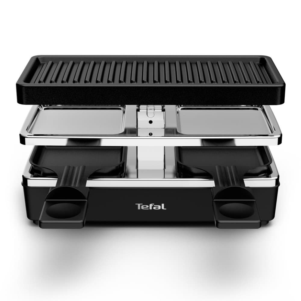 Tefal RE2308 Plug & Share Raclette | 400 watt | 2 kastruller + stekpanna | Strömknapp | Non-stick beläggning & XA400202 Non-stick raclettepannor, 2-pa