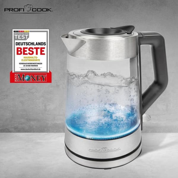 ProfiCook WKS 1190 - Vedenkeitin - Johdoton - Lasi, ruostumaton teräs
