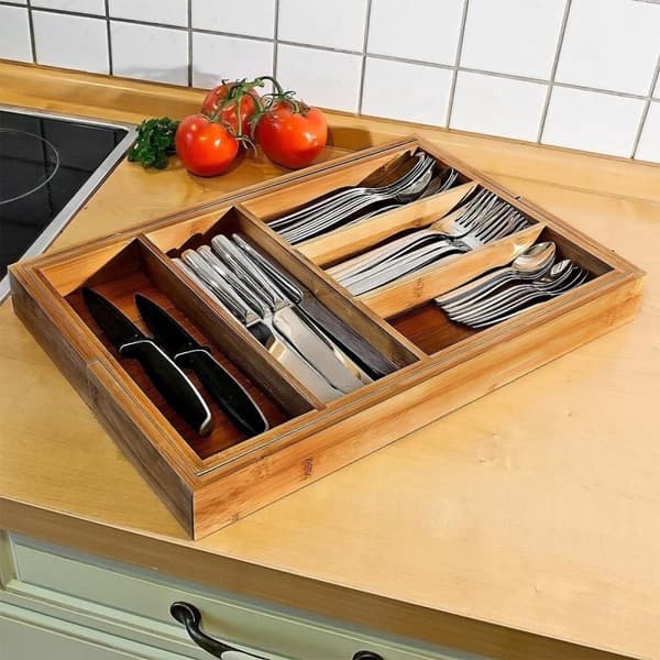 Justerbar bestickbricka - Bambus - 29 - 45 cm