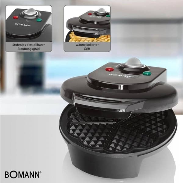 Bomann WA 5018 CB Schwarz Waffeleisen, 1200 Watt