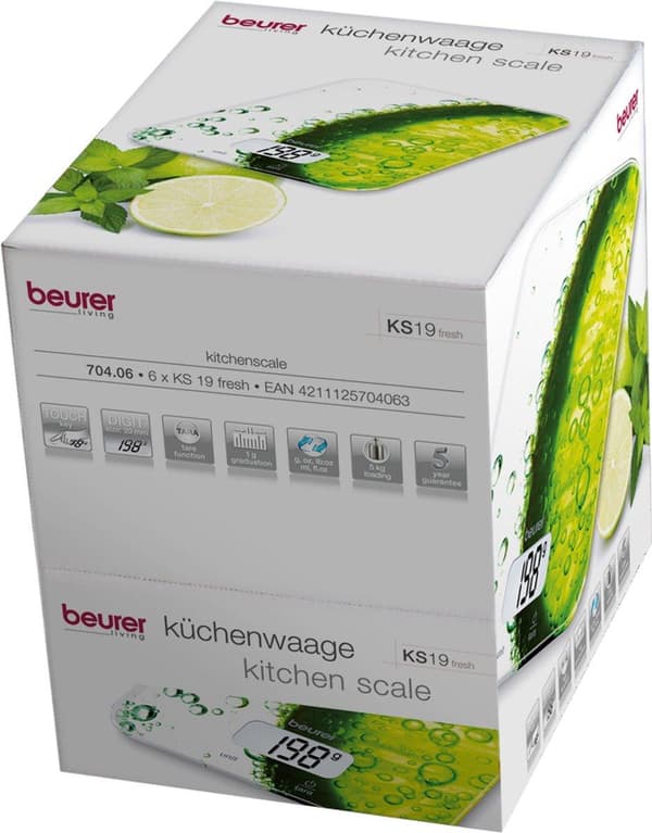 Beurer KS19 - Køkkenvægt - 5kg - inkl batterier - Frisk