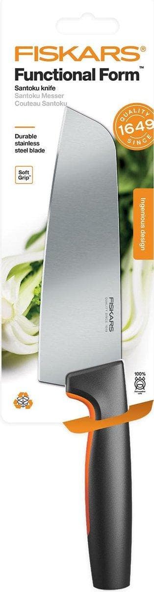 Fiskars Functional Form Santoku kniv 16cm - Rustfrit stål - Softtouch anti-skrid belægning