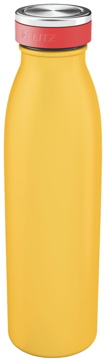 Leitz Mysig dubbelväggisolerad vattenflaska, 500 ml - BPA-fri - Tål diskmaskin - Perfekt för hemmakontor/jobba hemma - Varmgul