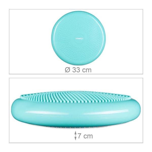 Relaxdays wobble kudde 33 cm med luftpump - kulkudde - balanskudde - balansbrädesnubbar - grön