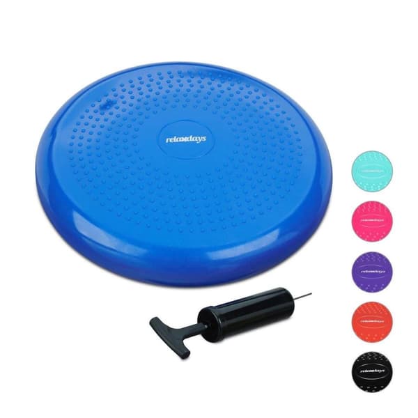 Relaxdays wobble kudde 33 cm med luftpump - kulkudde - balanskudde - balansbrädesnubbar - grön