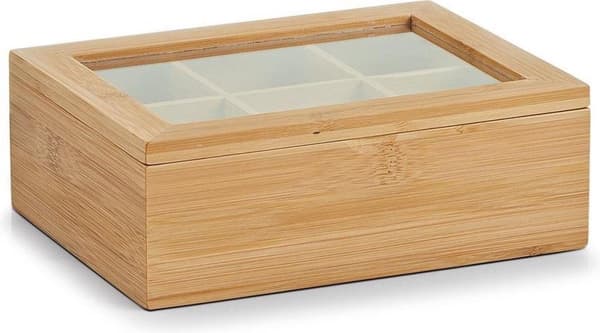 Zeller Present Puinen teelaatikko - Puu - Lajitteluosastot - Iso (36 x 20 x 9 cm)