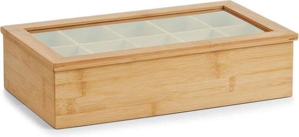 Zeller Present Puinen teelaatikko - Puu - Lajitteluosastot - Iso (36 x 20 x 9 cm)