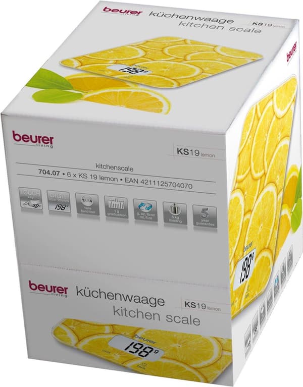 Beurer KS19 - Keittiövaaka - 5kg - Sisältää paristot - Sitruuna