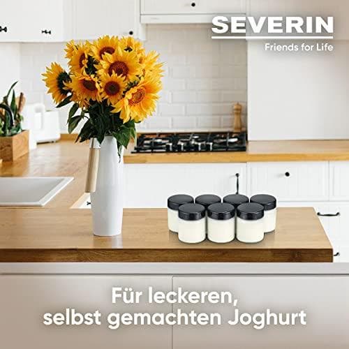 SEVERIN vaihtolasit jogurttikoneille, kannelliset jogurttipurkit (7 x 150 ml), sopivat SEVERIN jogurttikoneisiin JG 3516 / JG 3518 / JG3519 / JG 3520